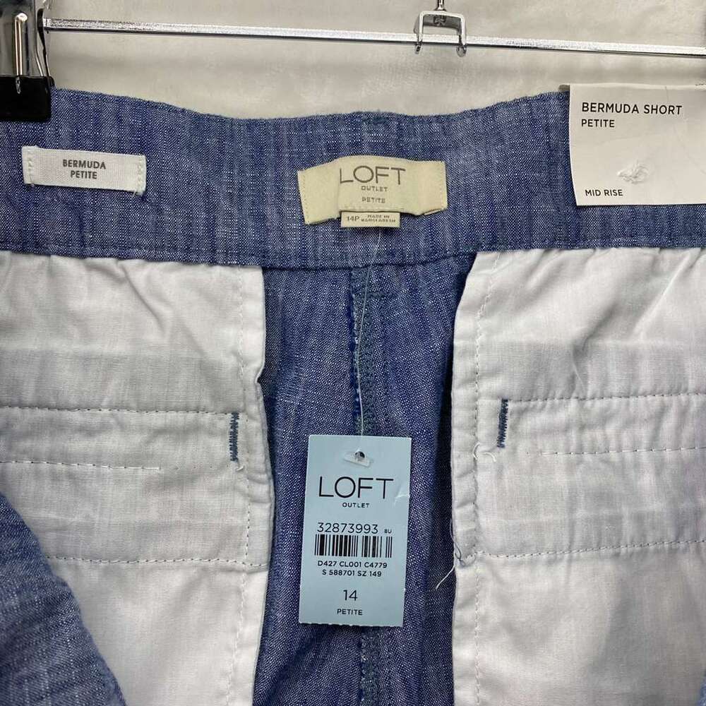 LOFT Women´s Bermuda Short Petite Blue Cotton Spandex Pockets Sz 14P - Picture 4 of 10